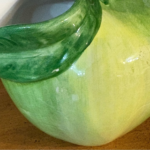 Vintage Italian Capodimonte Handmade Hand Painted Ceramic Green Apple Pitcher - Picture 7 of 11